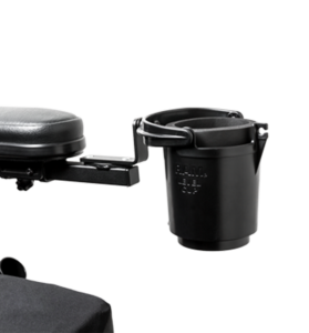 One of Magic Mobility's most useful powerchair accessories: The RAM® Level Cup™ Self-Levelling Drink Holder